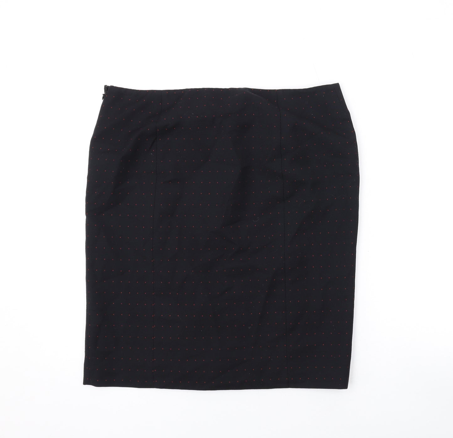 French Connection Womens Black Polka Dot Wool Mini Skirt Size 12 Zip