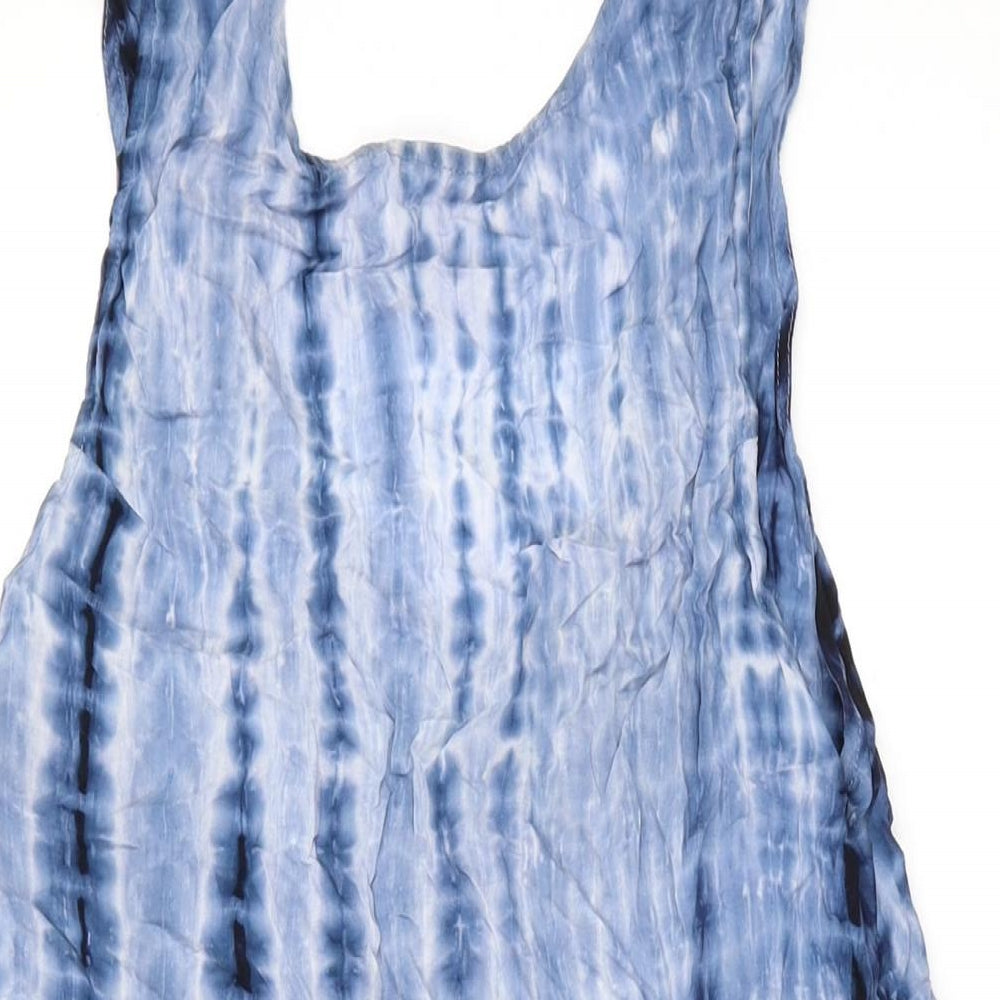 Glamorous Womens Blue Viscose Basic Tank Size 8 Scoop Neck