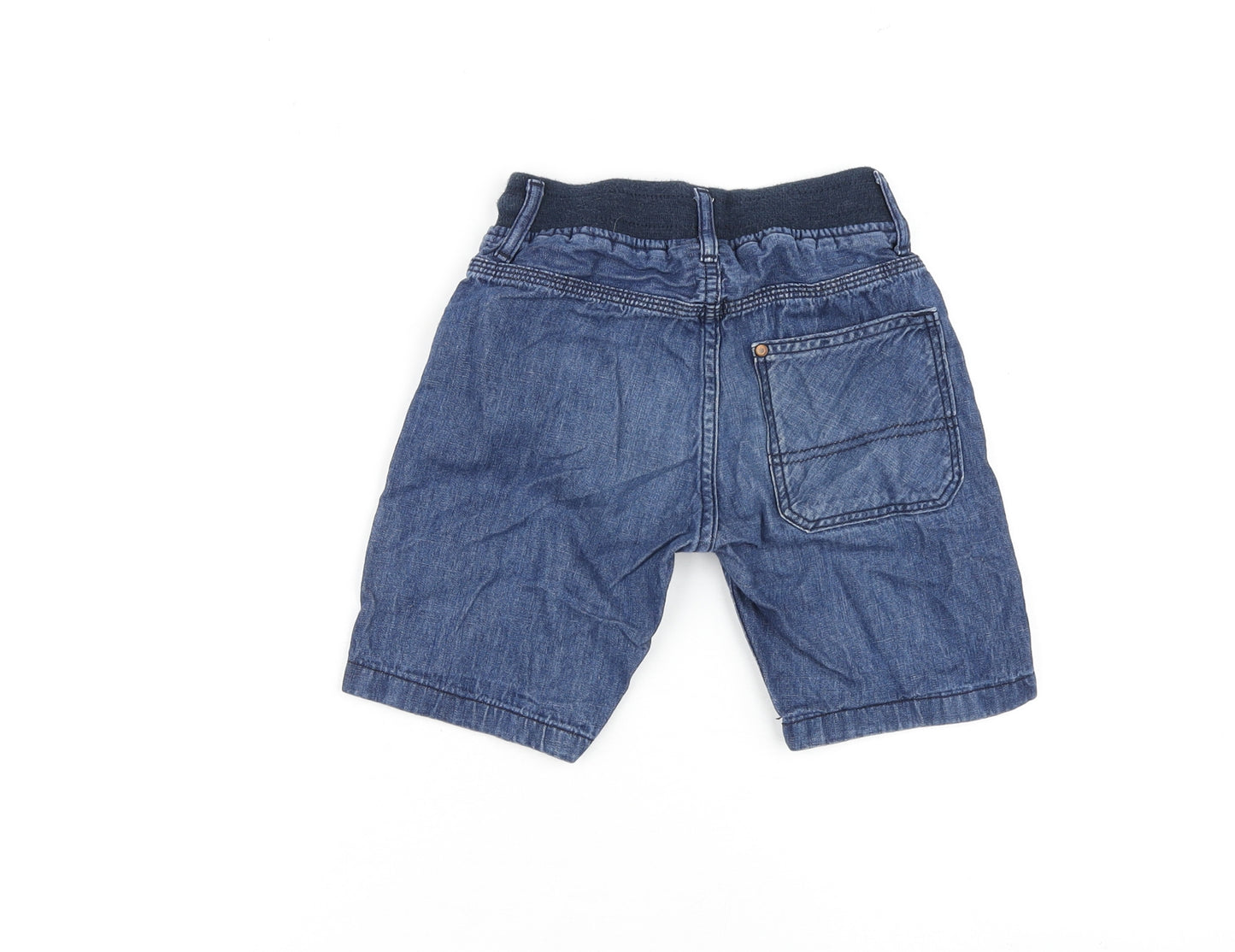 H&M Boys Blue 100% Cotton Biker Shorts Size 5-6 Years Relaxed Drawstring - Inside leg 7in