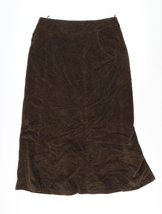 House of Bruar Womens Brown Cotton Swing Skirt Size 14 Zip