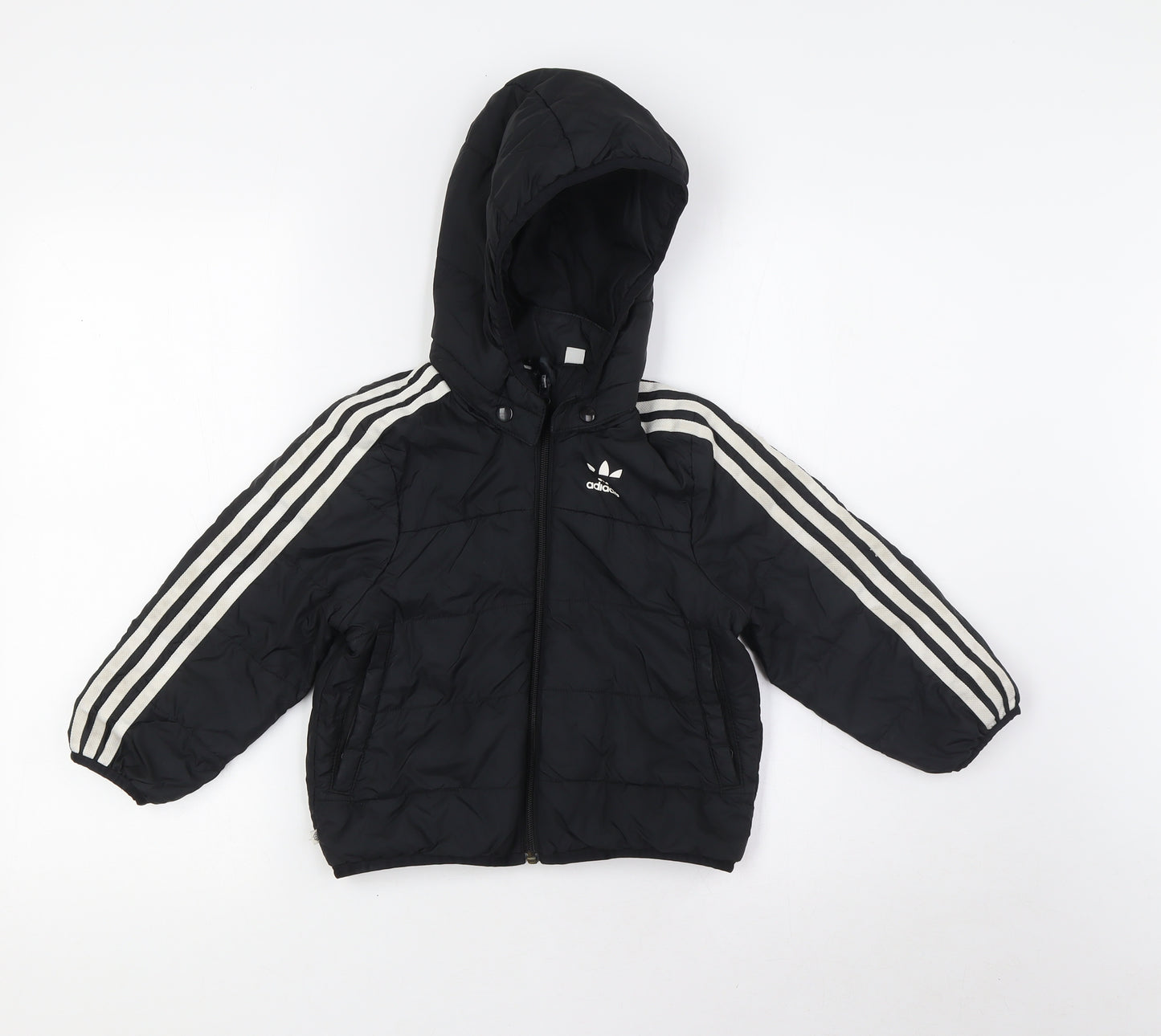 adidas Boys Black Jacket Size 3-4 Years Zip