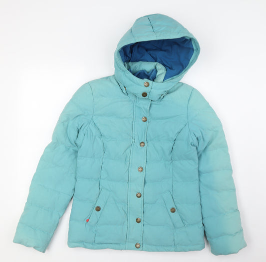 Joules Womens Green Quilted Jacket Size 6 Snap