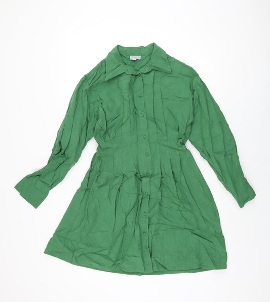 Oliver Bonas Womens Green Lyocell Shirt Dress Size 6 Collared Button