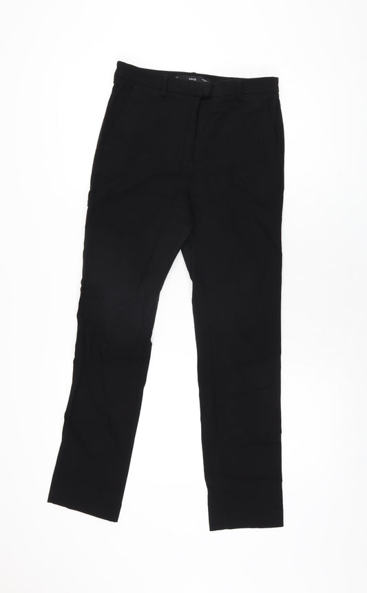 Mango Womens Black Viscose Trousers Size 8 L27.5 in Regular Zip