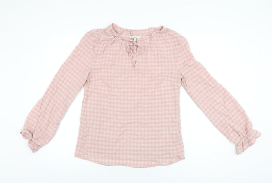 NEXT Womens Pink Geometric Polyester Basic T-Shirt Size 6 Boat Neck - Gingham