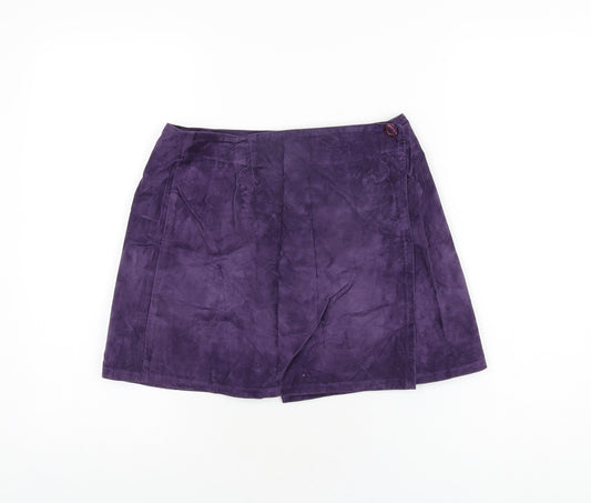 Natural Feeling Womens Purple Cotton Mini Skirt Size 10 Button