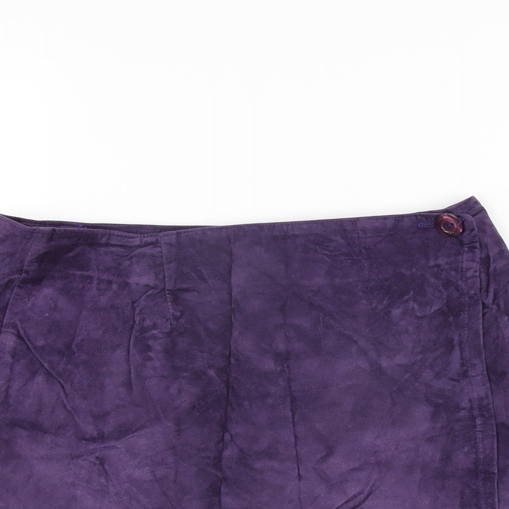 Natural Feeling Womens Purple Cotton Mini Skirt Size 10 Button