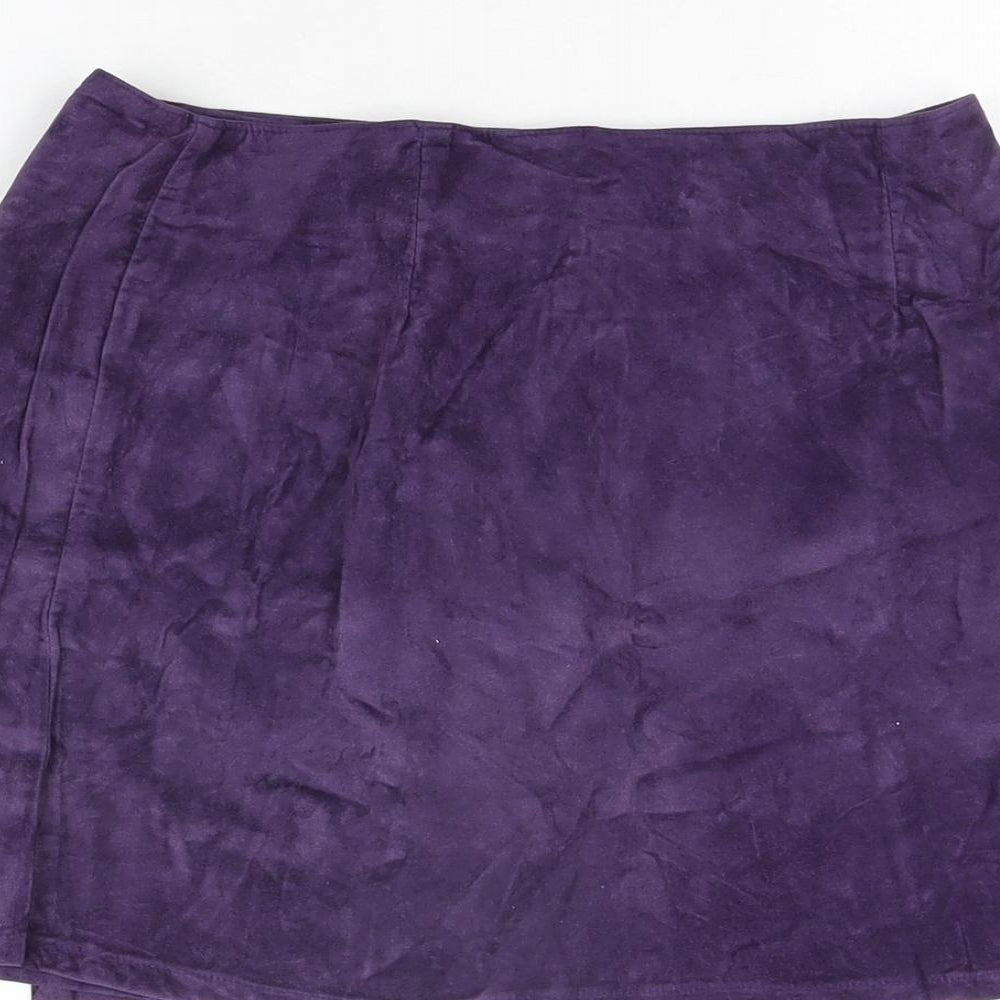 Natural Feeling Womens Purple Cotton Mini Skirt Size 10 Button