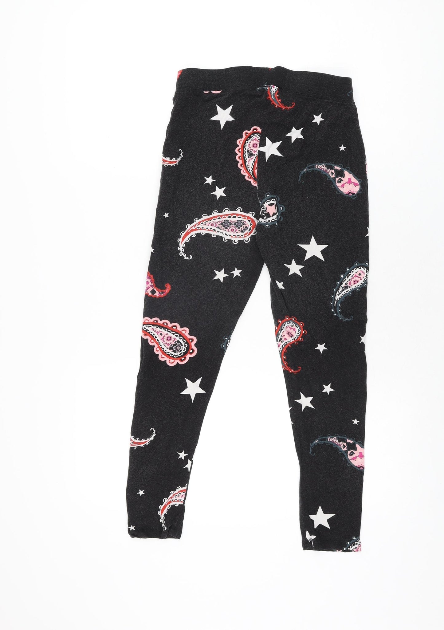 Simply Be Womens Black Paisley Viscose Pedal Pusher Leggings Size 14 L23.5 in - Star Print