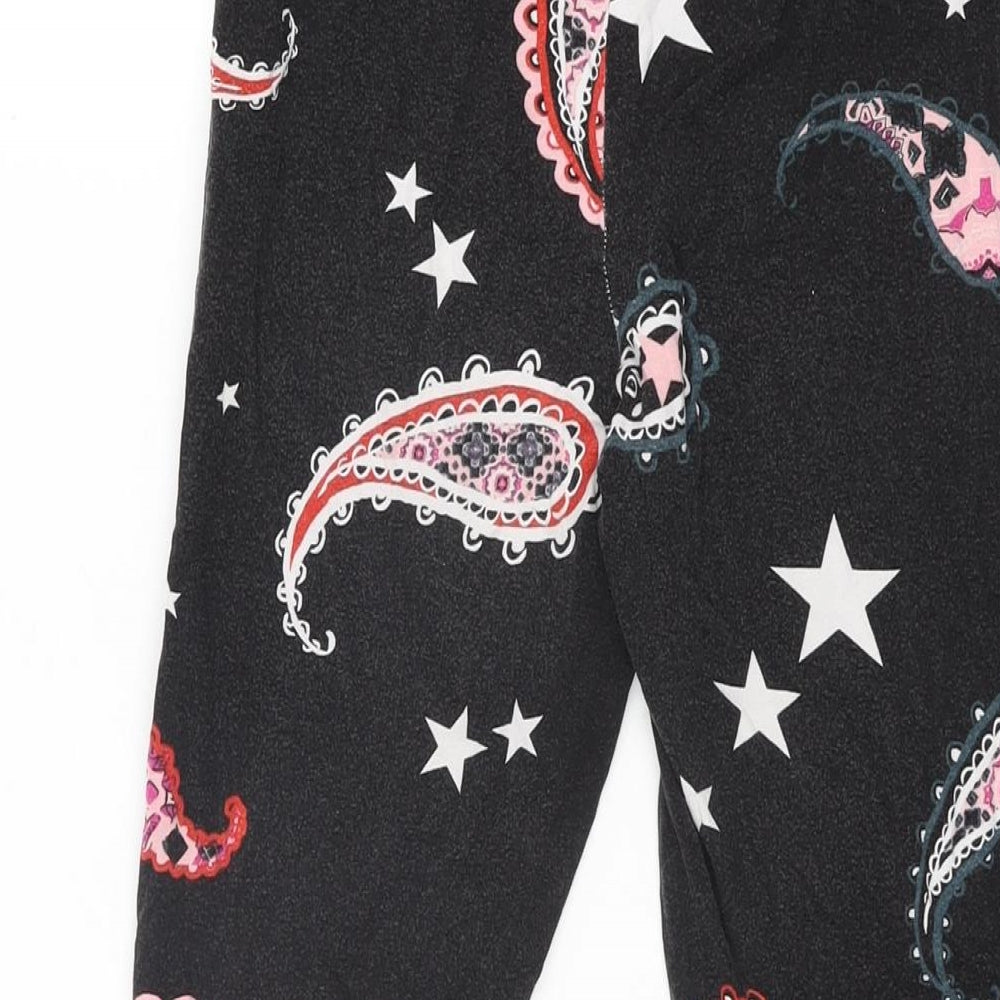 Simply Be Womens Black Paisley Viscose Pedal Pusher Leggings Size 14 L23.5 in - Star Print