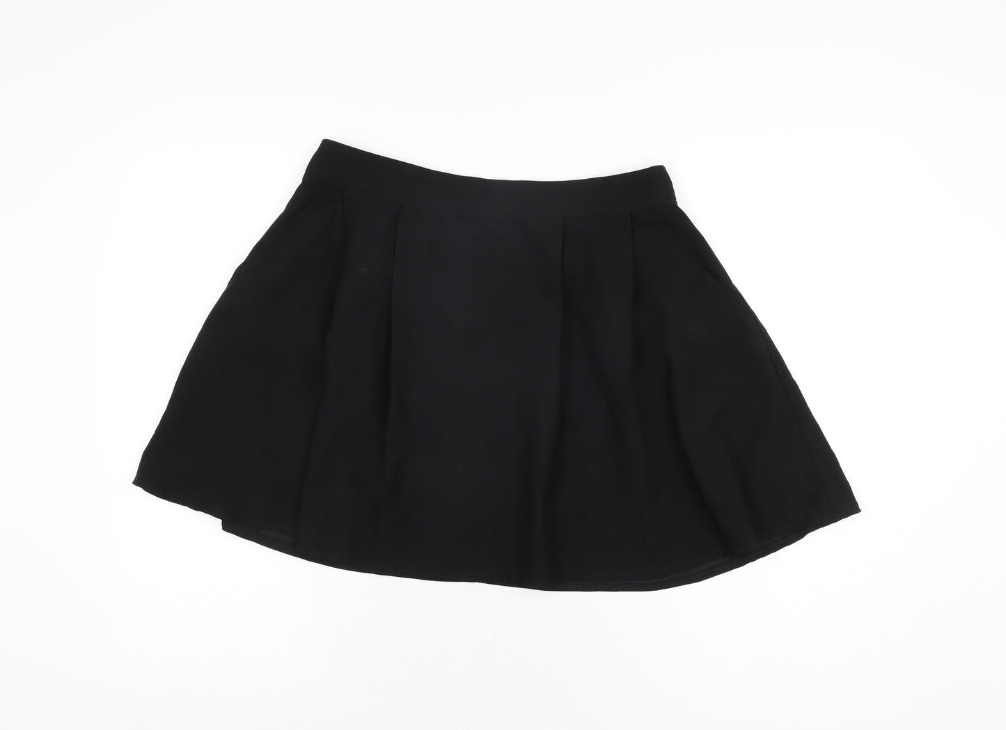 ASOS Womens Black Polyester Skater Skirt Size 12 Zip