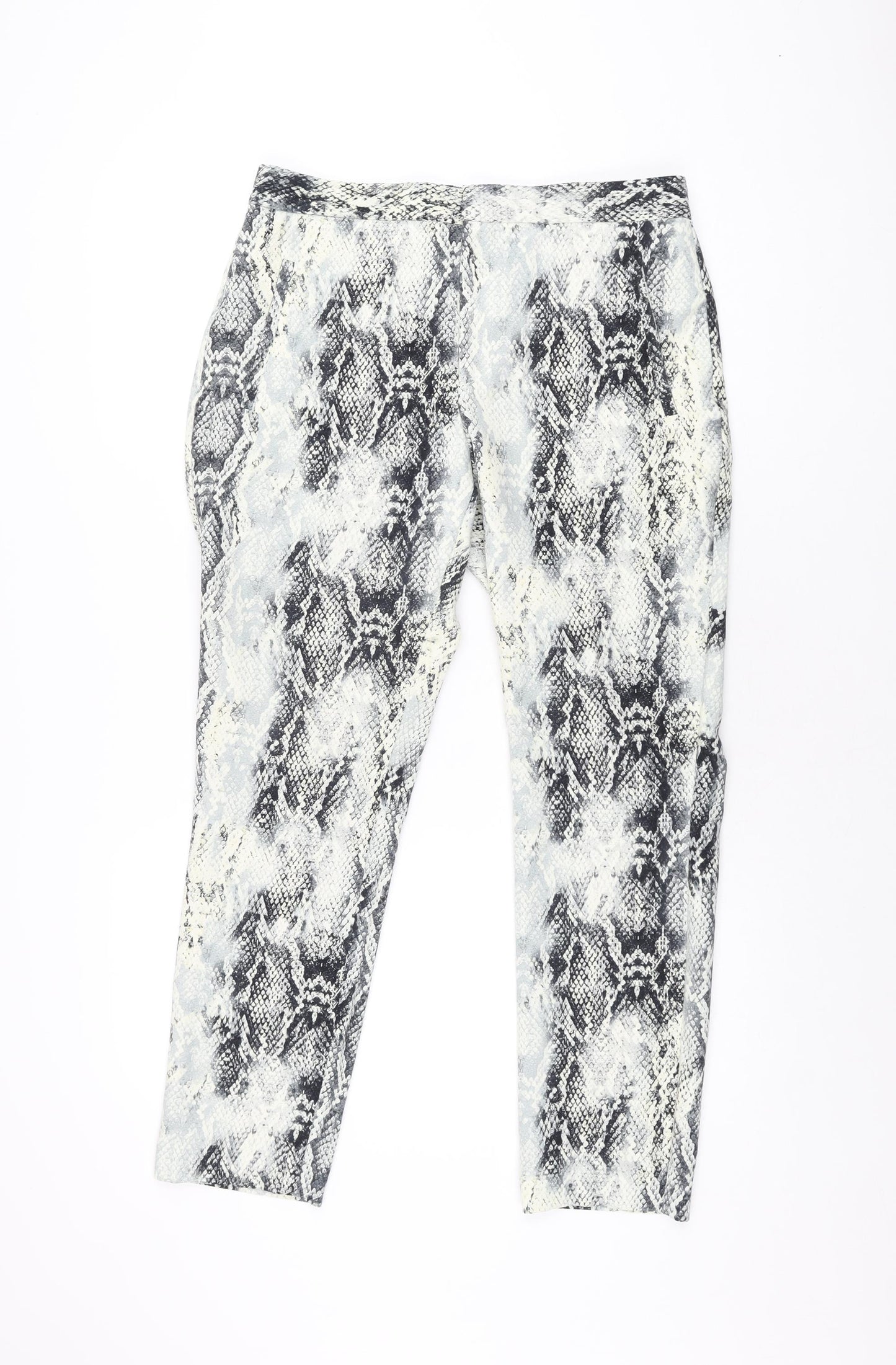 Zara Womens Grey Animal Print Polyester Trousers Size M L27 in Regular Zip - Snake Print