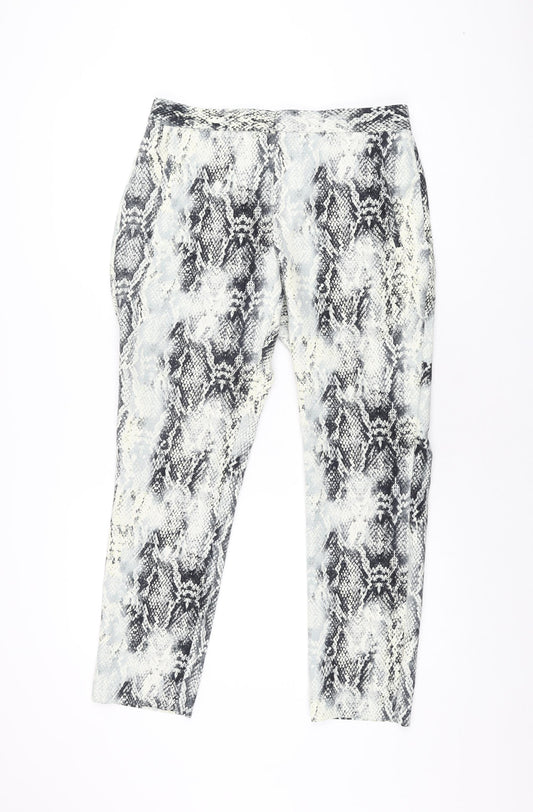 Zara Womens Grey Animal Print Polyester Trousers Size M L27 in Regular Zip - Snake Print