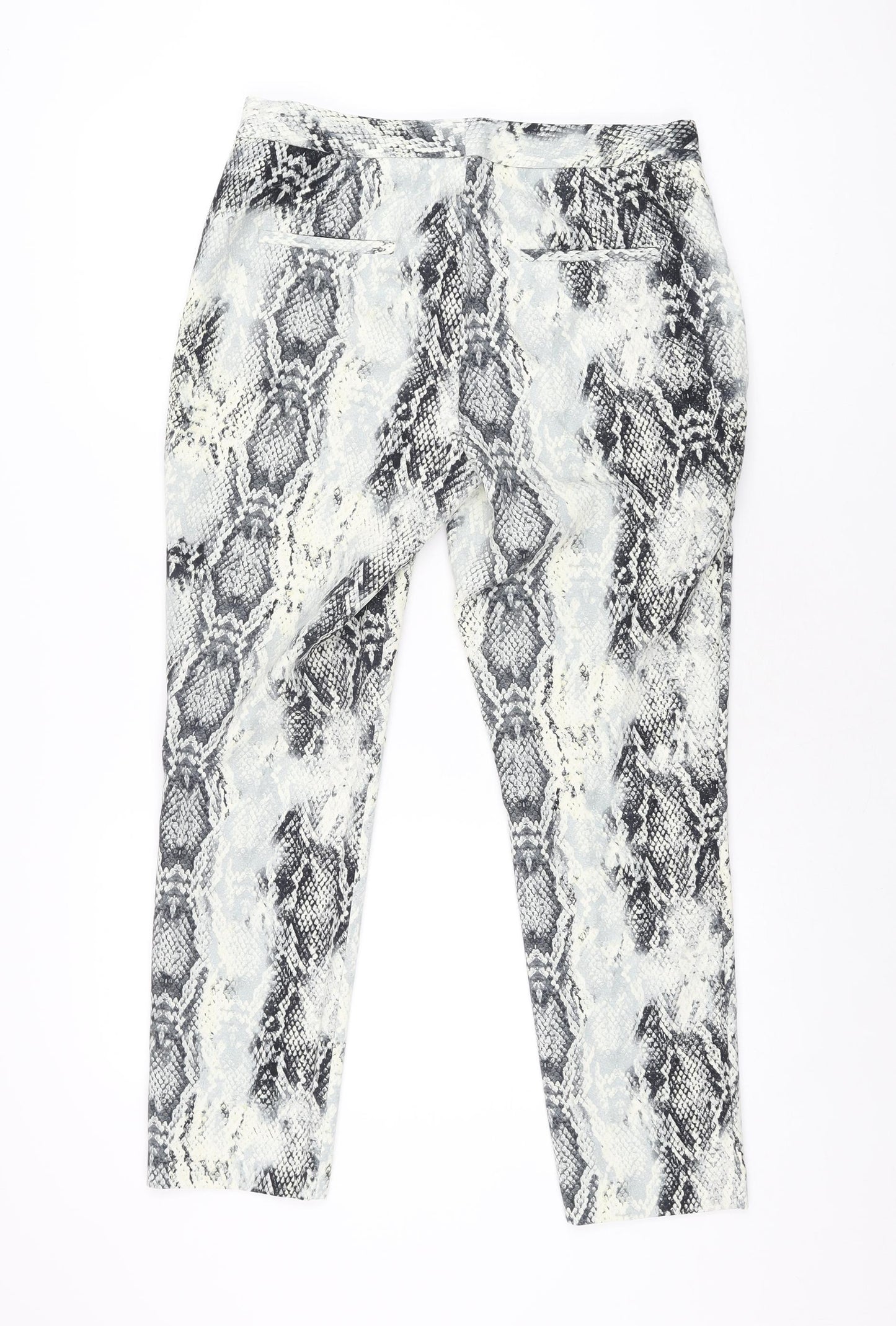 Zara Womens Grey Animal Print Polyester Trousers Size M L27 in Regular Zip - Snake Print