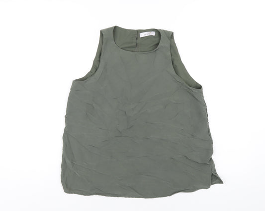 Per Una Womens Green Modal Basic Tank Size 8 Round Neck