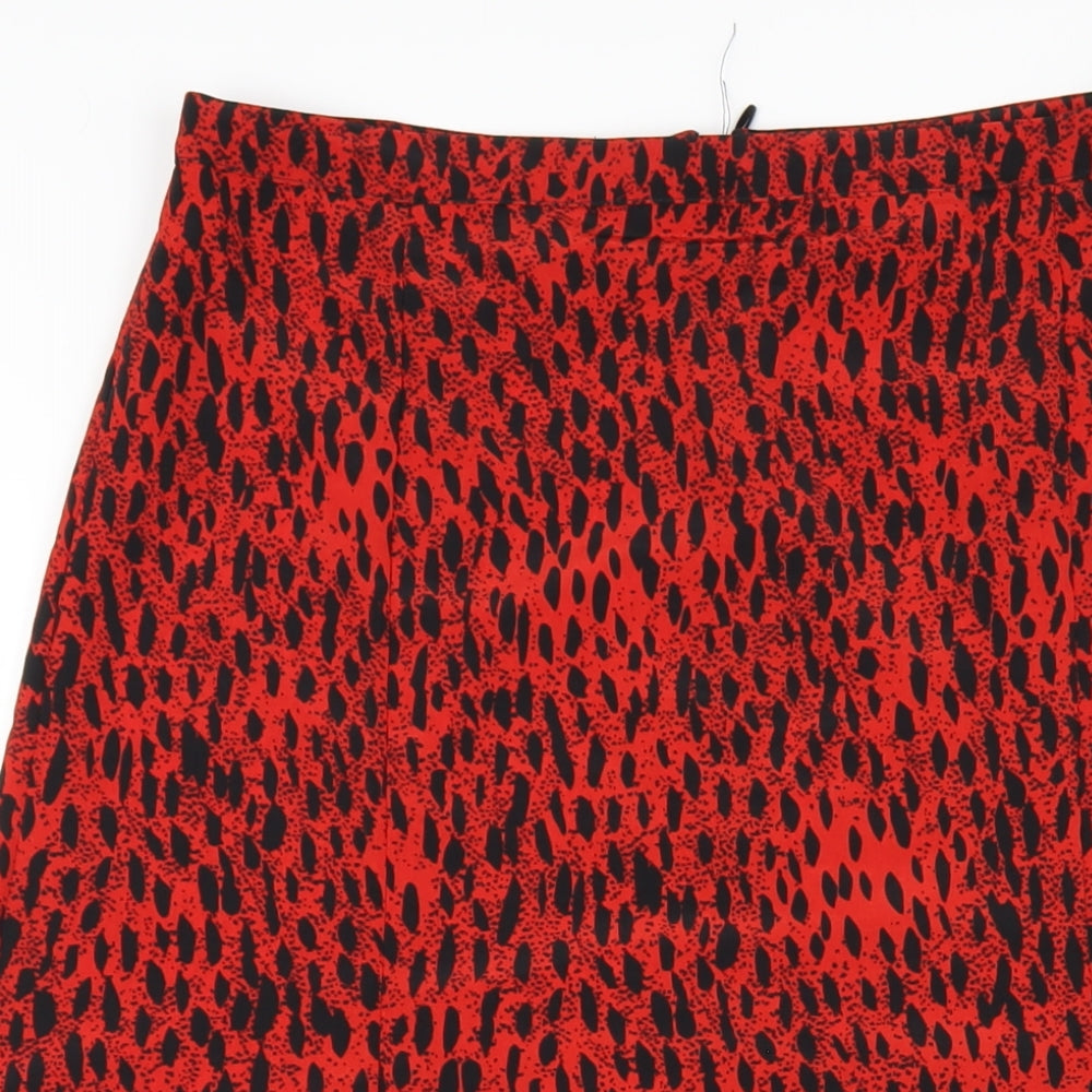 Topshop Womens Red Geometric Polyester A-Line Skirt Size 12 Zip