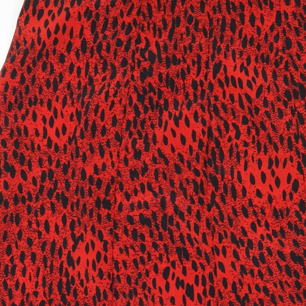 Topshop Womens Red Geometric Polyester A-Line Skirt Size 12 Zip