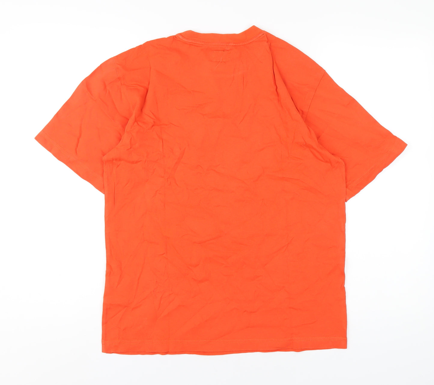 EVISU Mens Orange Cotton T-Shirt Size M Round Neck