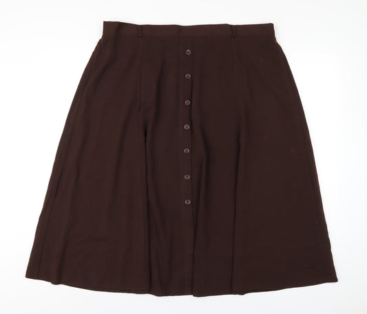 Bonmarché Womens Brown Polyester A-Line Skirt Size 20