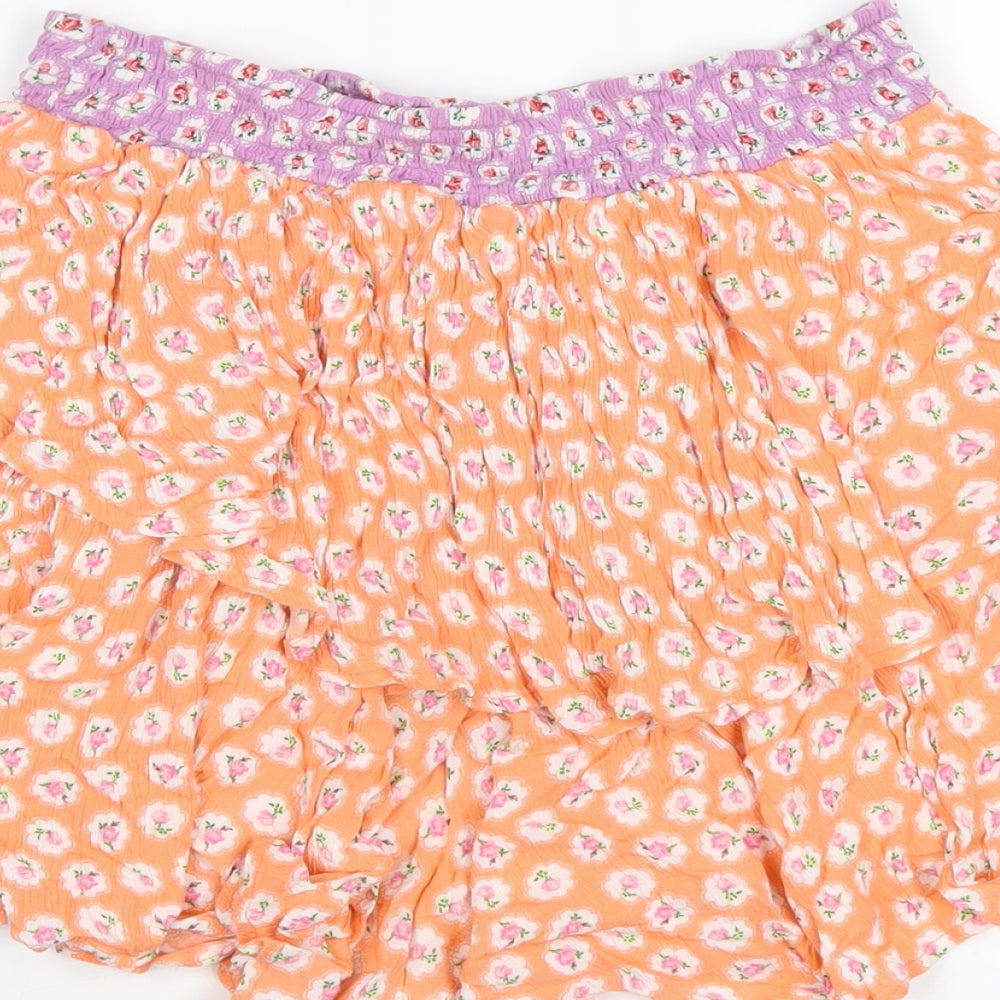 ASOS Womens Multicoloured Floral Vinyl Basic Shorts Size 12 Regular Pull On