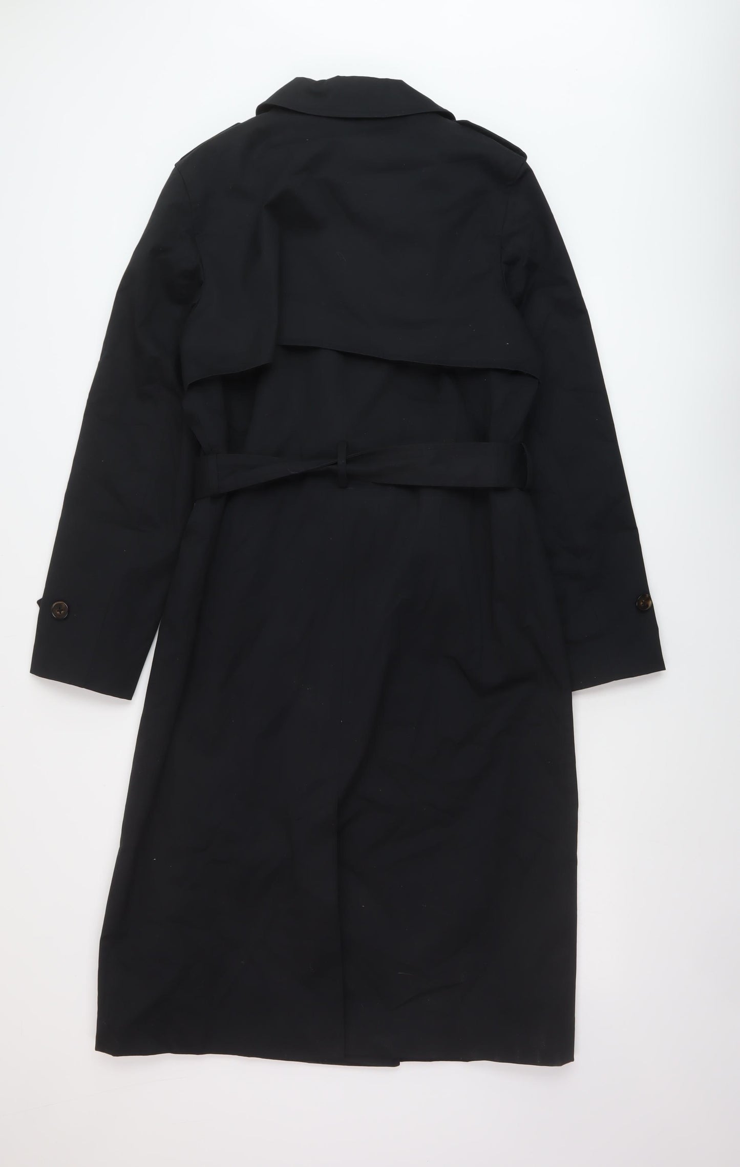 Marks and Spencer Womens Black Overcoat Coat Size 12 Button