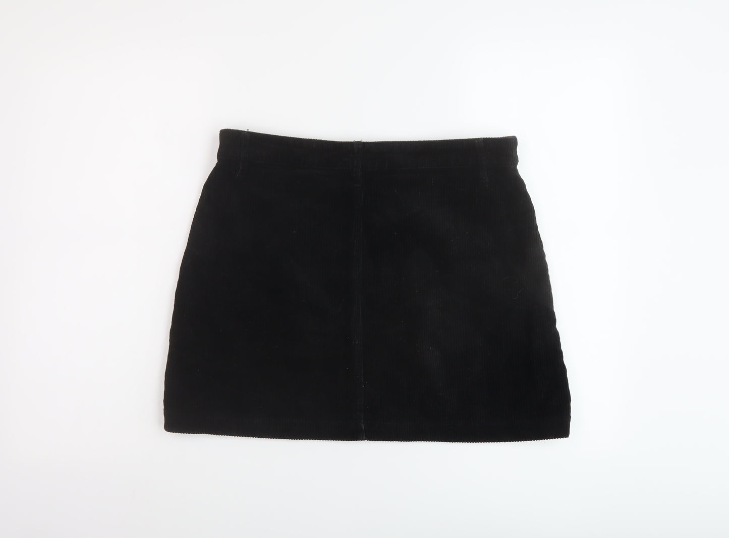 Topshop Womens Black Cotton A-Line Skirt Size 12 Zip