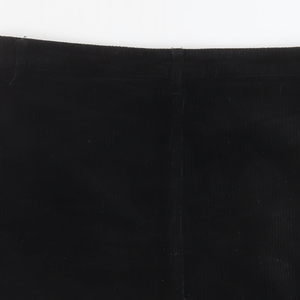 Topshop Womens Black Cotton A-Line Skirt Size 12 Zip