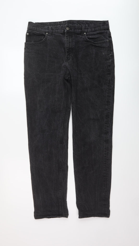 Monday Mens Black Cotton Straight Jeans Size 32 in L32 in Regular Button