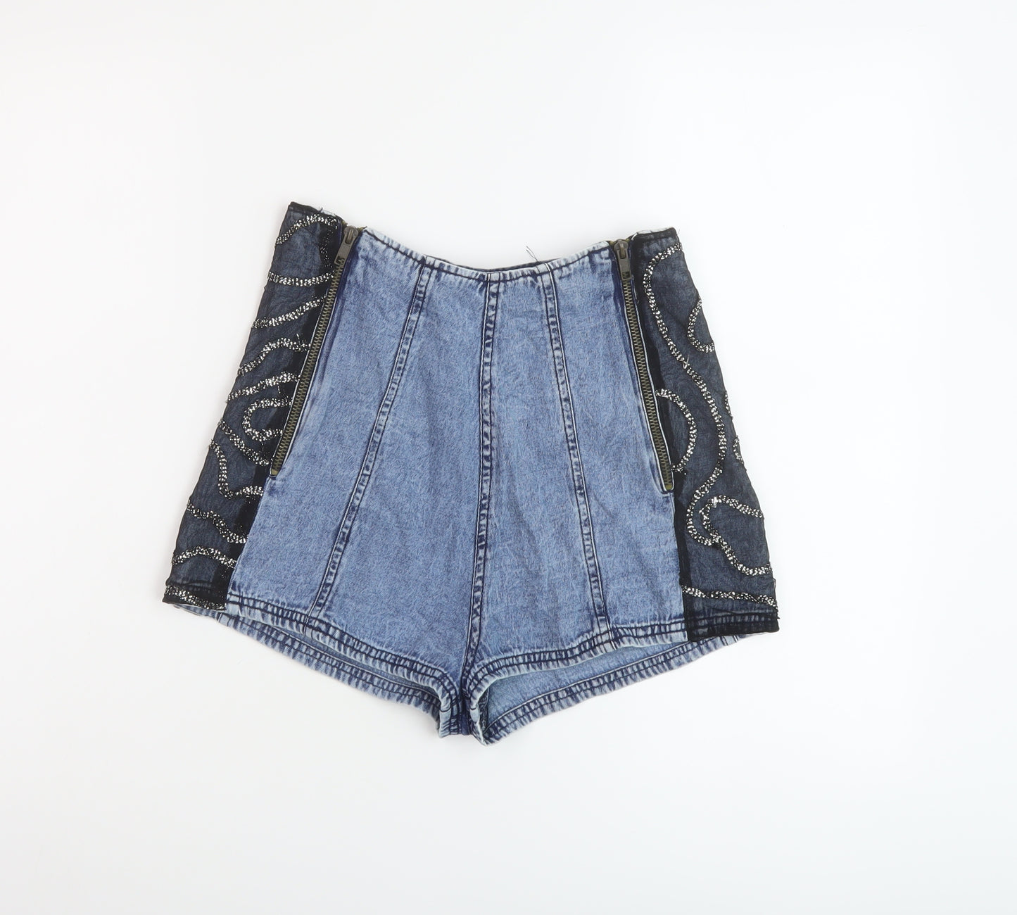 Republic Womens Blue Cotton Hot Pants Shorts Size S L3 in Regular Zip