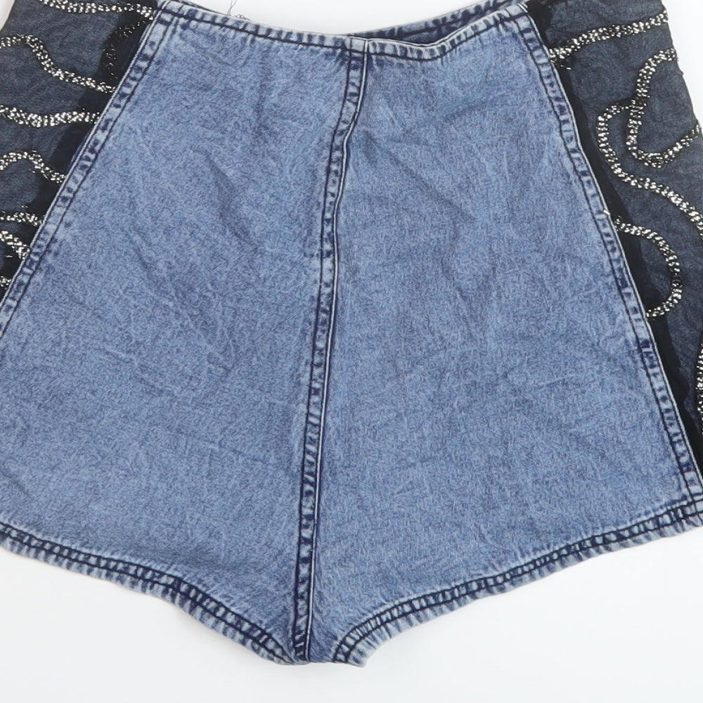 Republic Womens Blue Cotton Hot Pants Shorts Size S L3 in Regular Zip