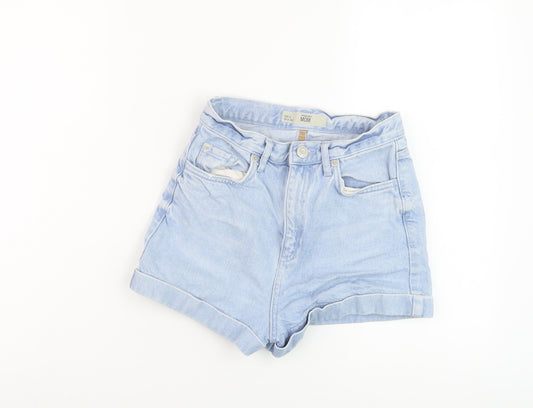 Topshop Womens Blue Cotton Mom Shorts Size 6 L3 in Regular Button