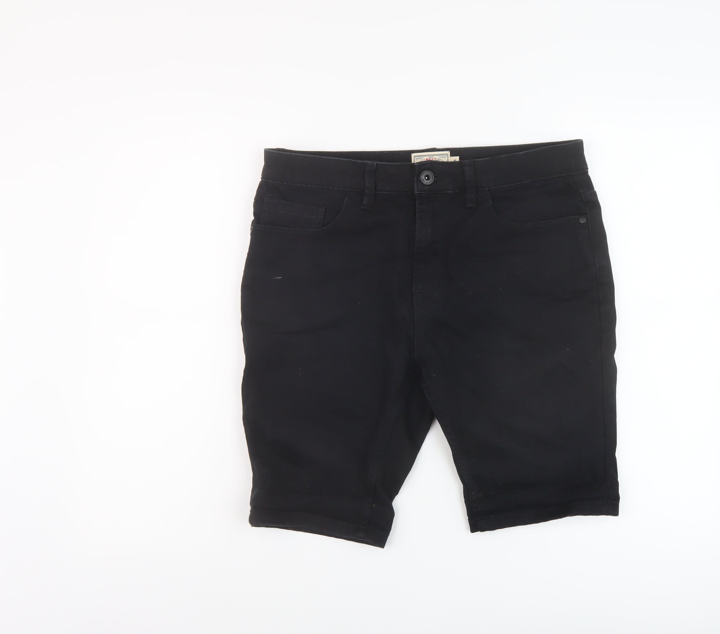 NEXT Mens Black Cotton Bermuda Shorts Size 32 in L10 in Regular Button