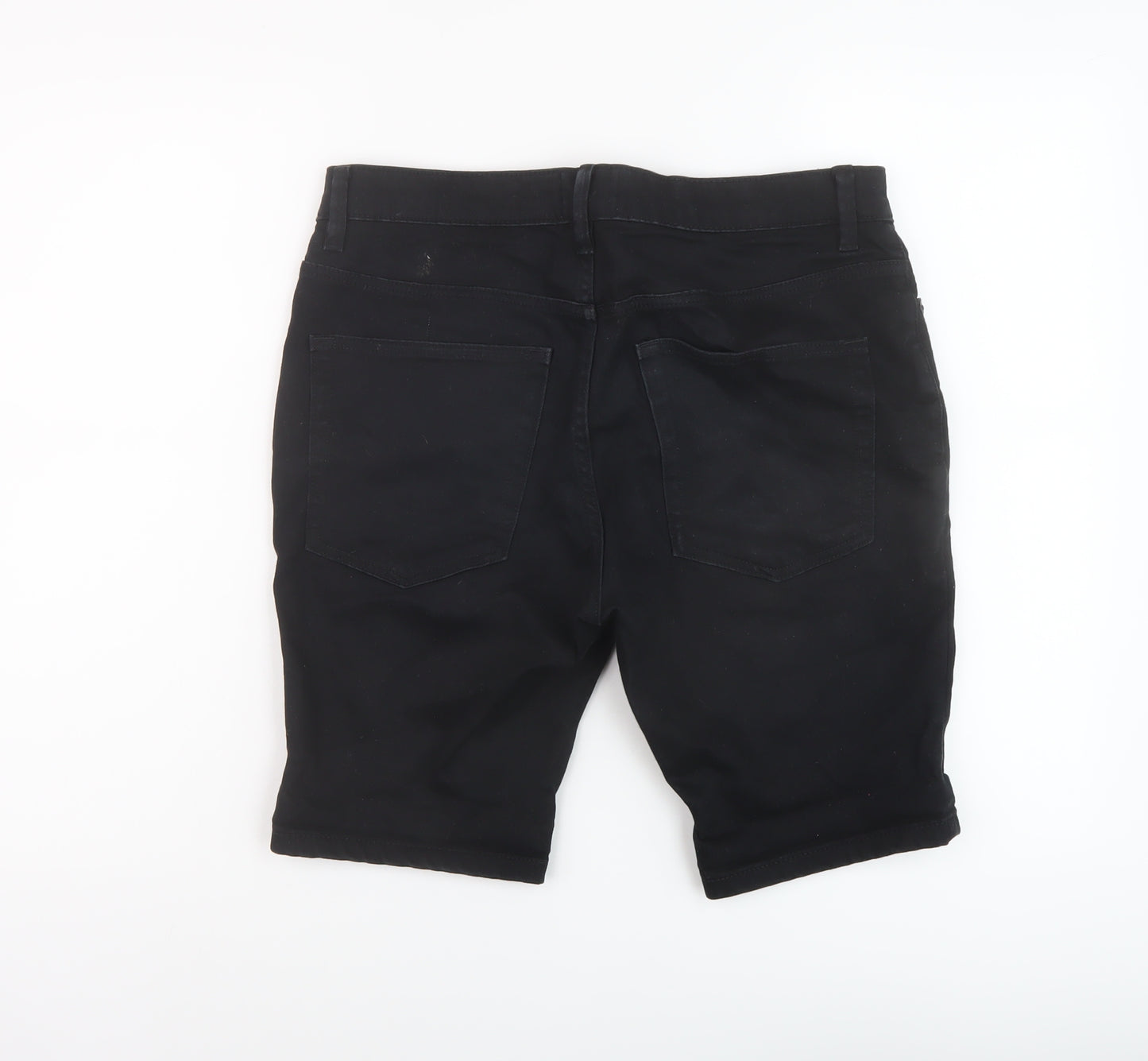 NEXT Mens Black Cotton Bermuda Shorts Size 32 in L10 in Regular Button