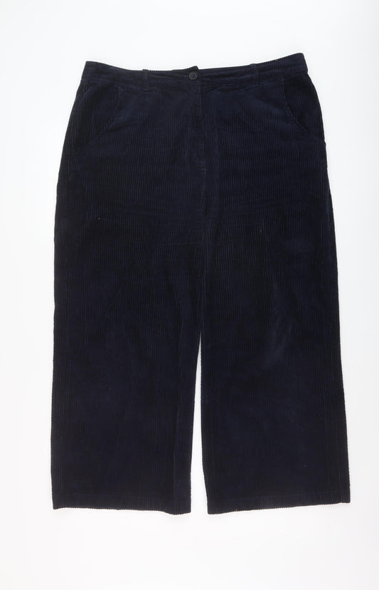 Seasalt Womens Blue Cotton Trousers Size 16 L24 in Regular Button