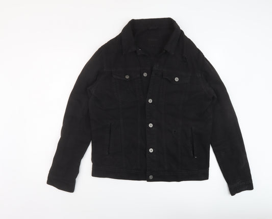 Pull&Bear Mens Black Jacket Size L Button