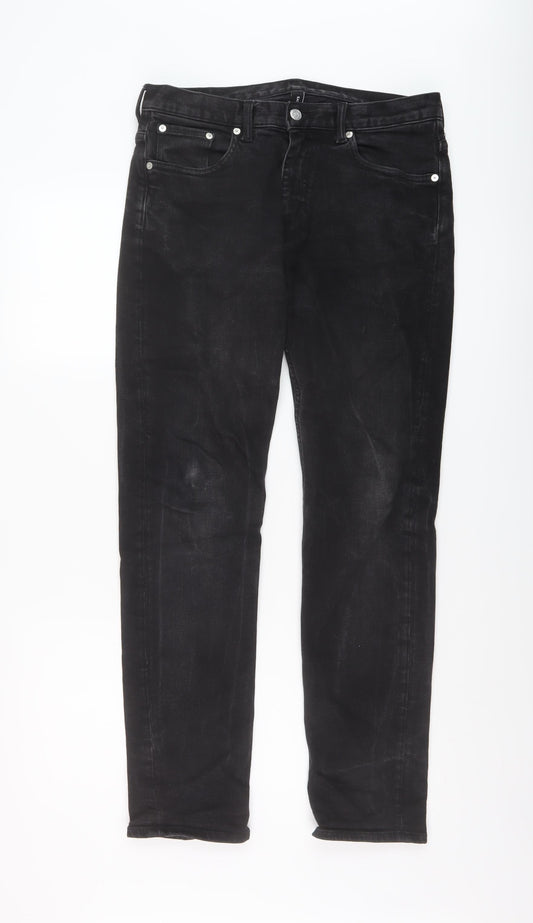 Easy Mens Black Cotton Straight Jeans Size 32 in L30 in Regular Button