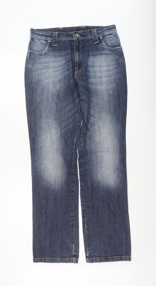 Animal Mens Blue Cotton Straight Jeans Size 30 in L32 in Regular Button