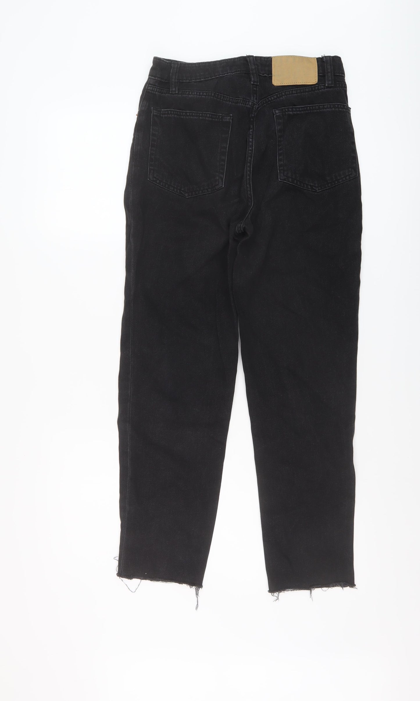 H&M Womens Black Cotton Straight Jeans Size 8 L25 in Regular Button