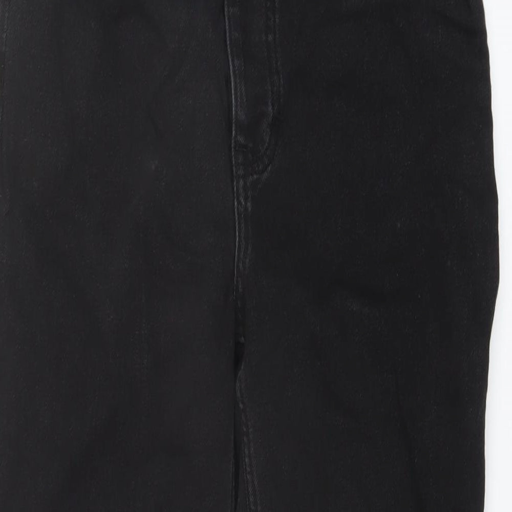 H&M Womens Black Cotton Straight Jeans Size 8 L25 in Regular Button