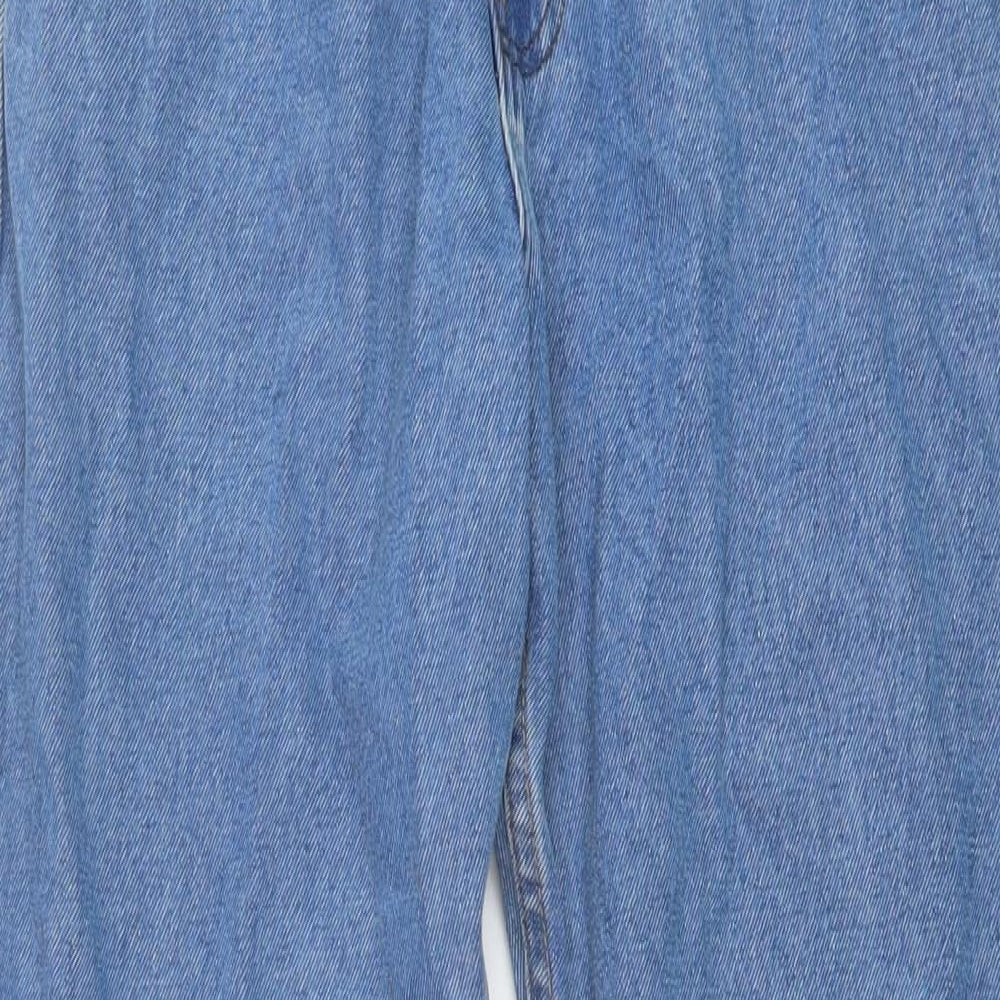 Marks and Spencer Mens Blue Cotton Straight Jeans Size 32 in L31 in Regular Button