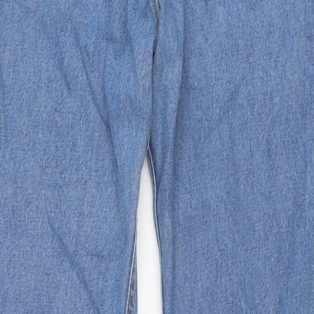 Marks and Spencer Mens Blue Cotton Straight Jeans Size 32 in L31 in Regular Button