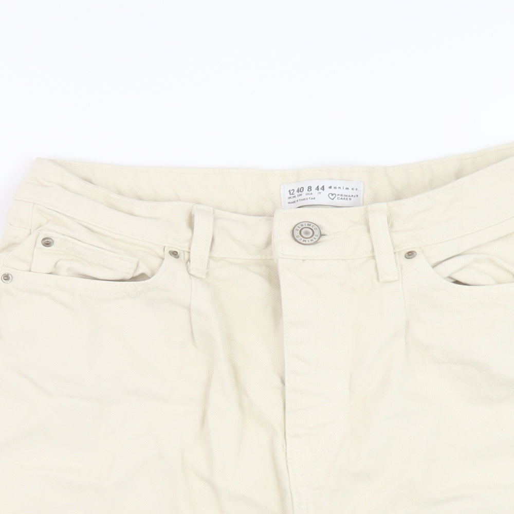 Denim & Co. Womens Beige Cotton Mom Shorts Size 12 L7 in Regular Button