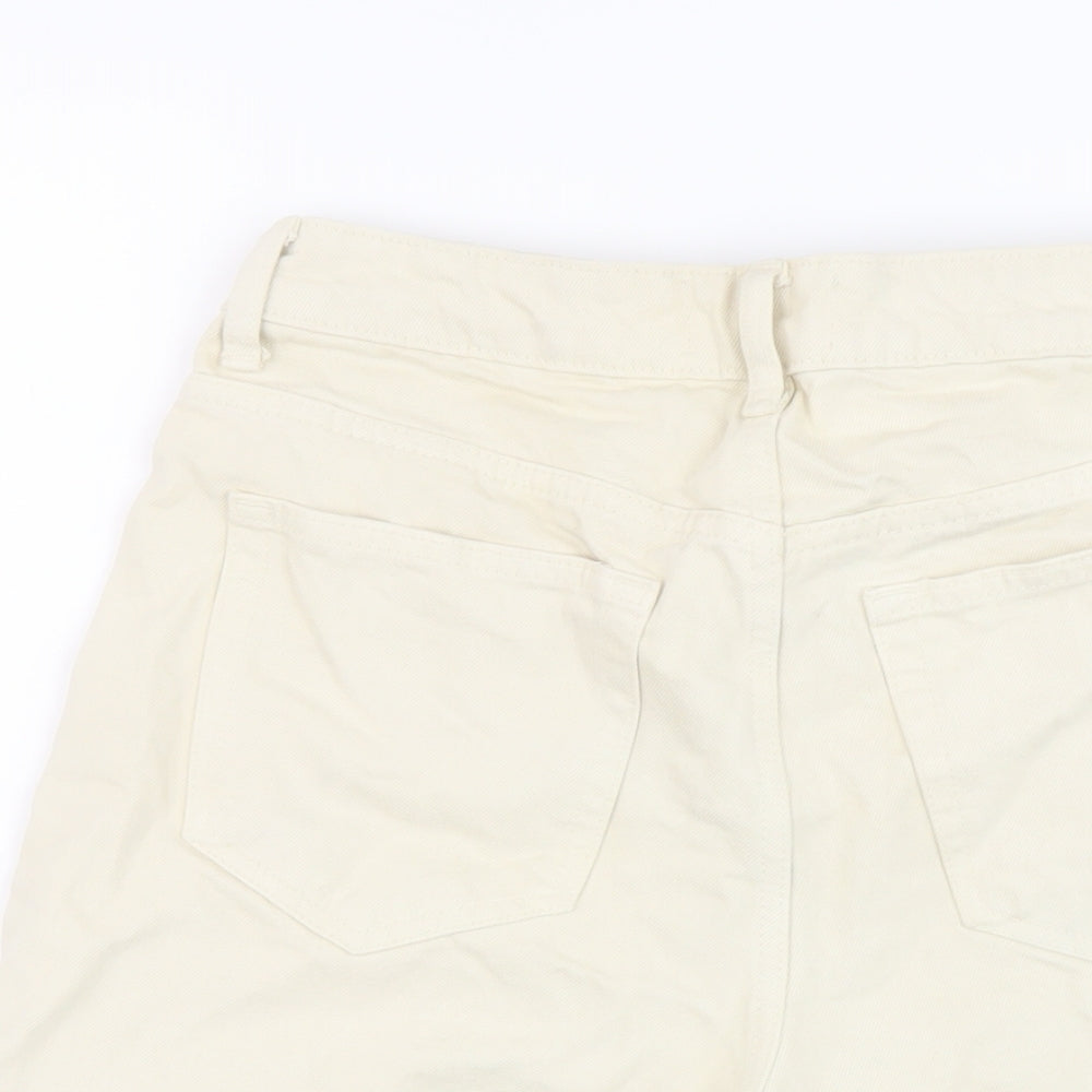 Denim & Co. Womens Beige Cotton Mom Shorts Size 12 L7 in Regular Button