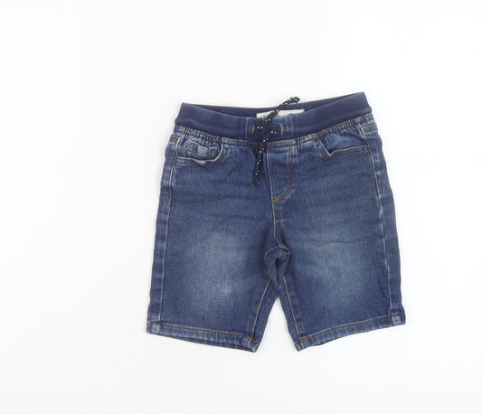 Denim & Co. Boys Blue Cotton Bermuda Shorts Size 4-5 Years Regular Drawstring