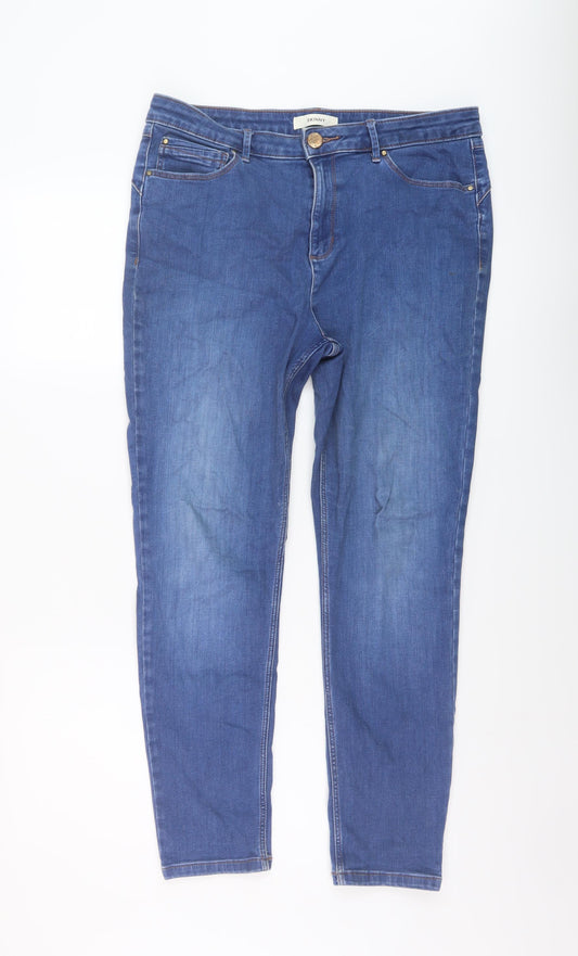 Marks and Spencer Womens Blue Cotton Skinny Jeans Size 14 L27 in Regular Button