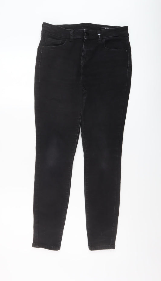 TU Womens Black Cotton Skinny Jeans Size 10 L26 in Regular Button