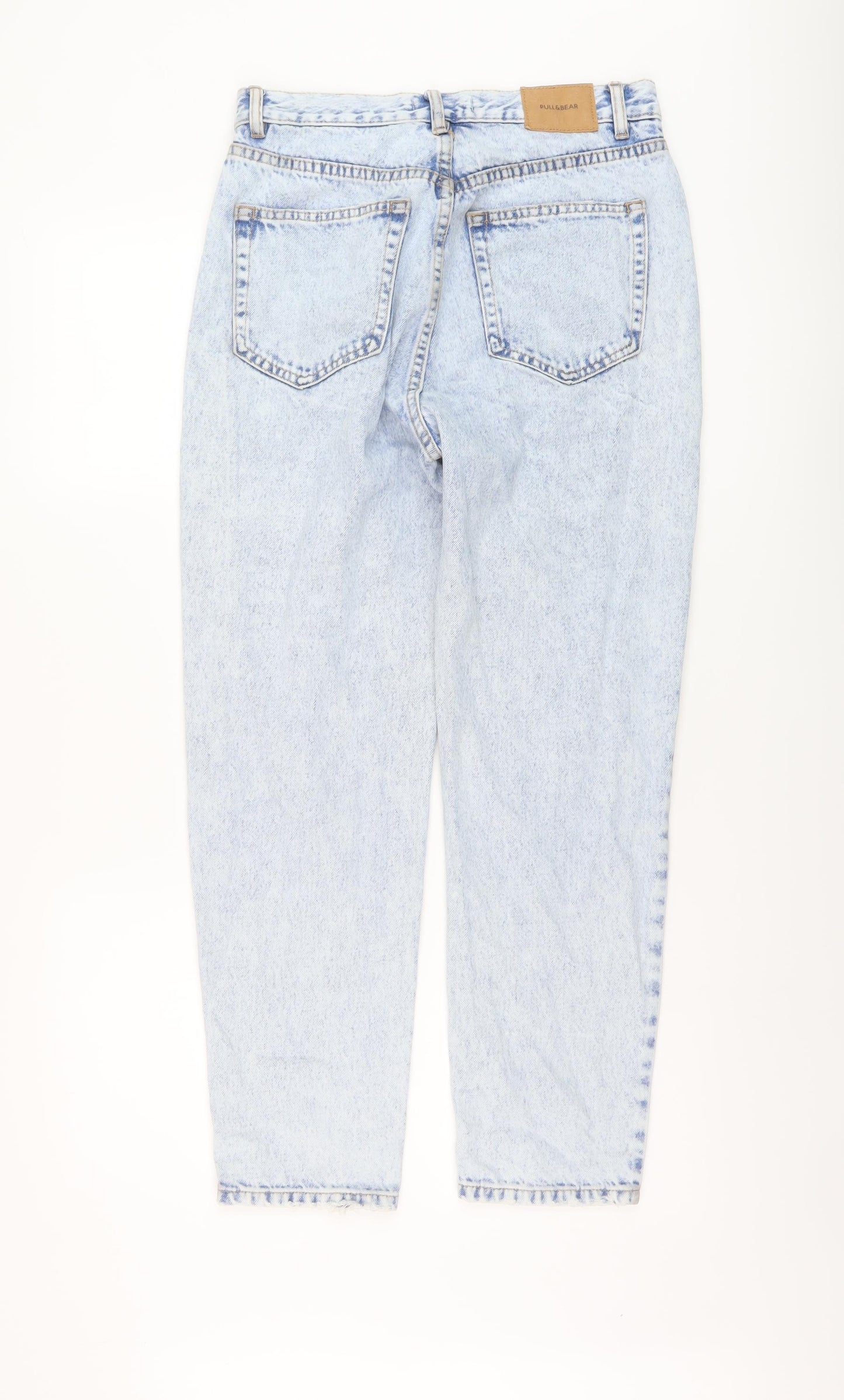 Pull&Bear Womens Blue Cotton Mom Jeans Size 10 L27 in Regular Button