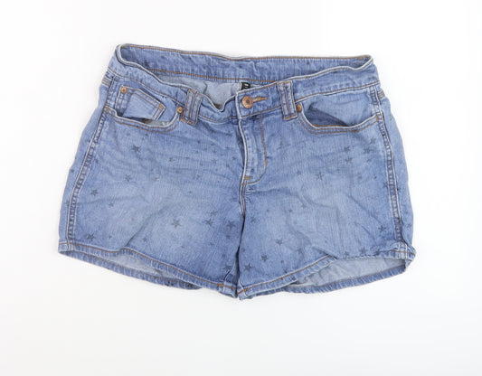 Gap Womens Blue Geometric Cotton Boyfriend Shorts Size 8 L5 in Regular Button