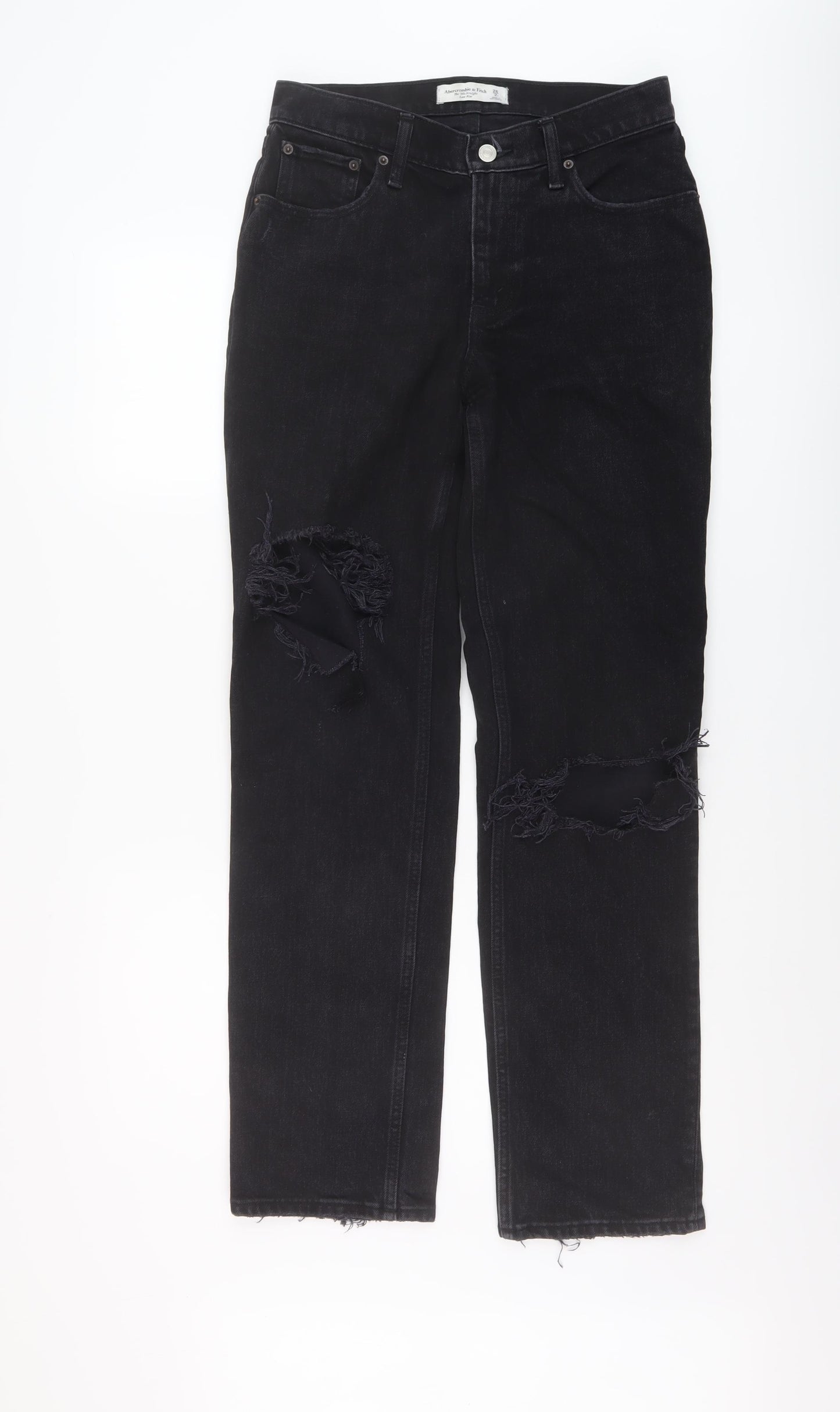 Abercrombie & Fitch Womens Black Cotton Straight Jeans Size 26 in L31 in Regular Button