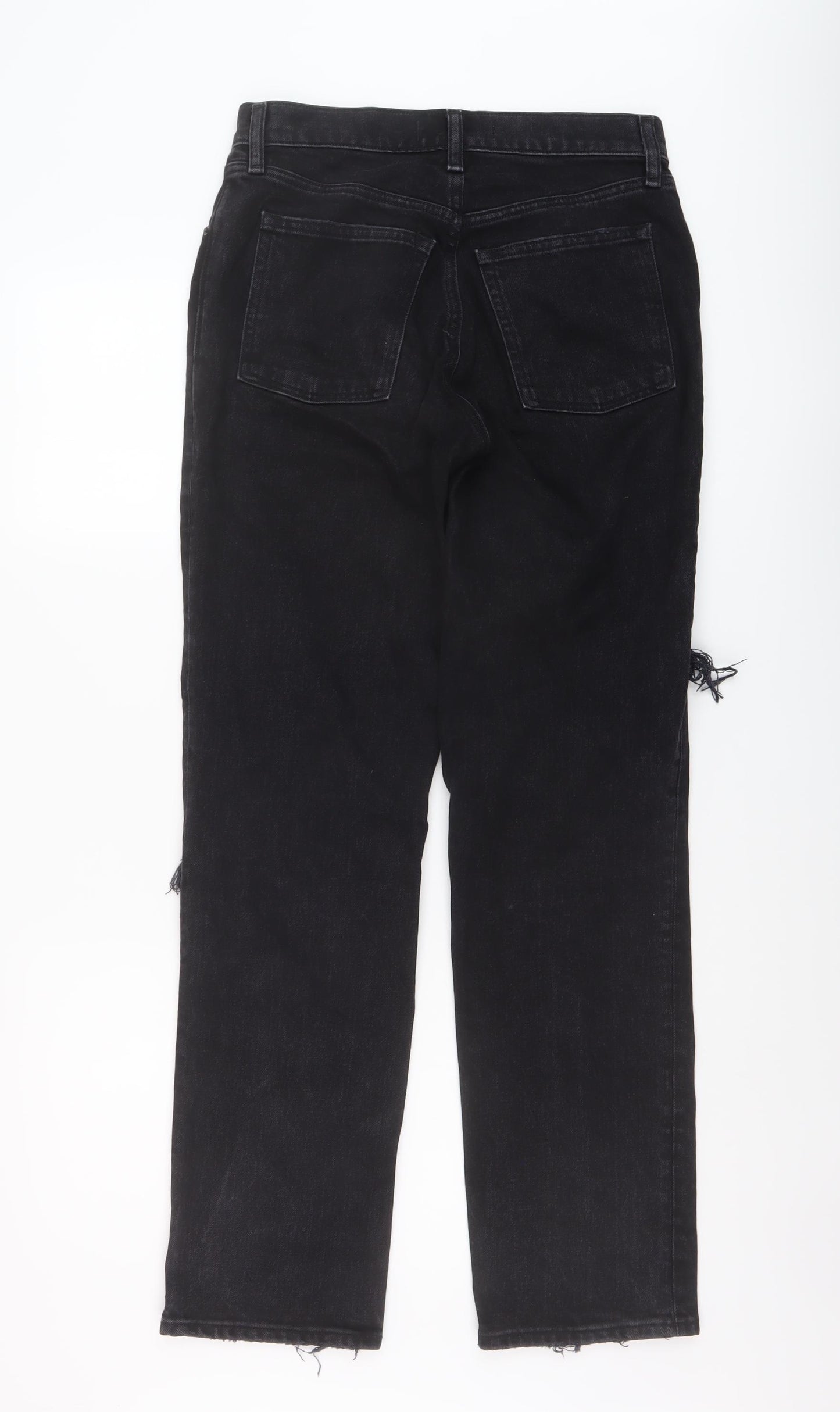 Abercrombie & Fitch Womens Black Cotton Straight Jeans Size 26 in L31 in Regular Button